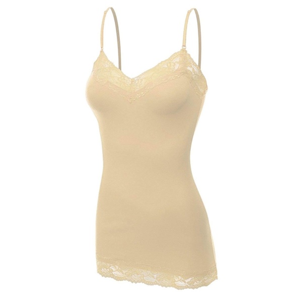 Tops - Camisole Lace Tank Top Women's Plus Size New Taupe